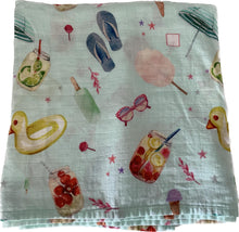 Charger l'image dans la galerie, Couverture en mousseline de bambou - Vive les vacances - Moments ancrés